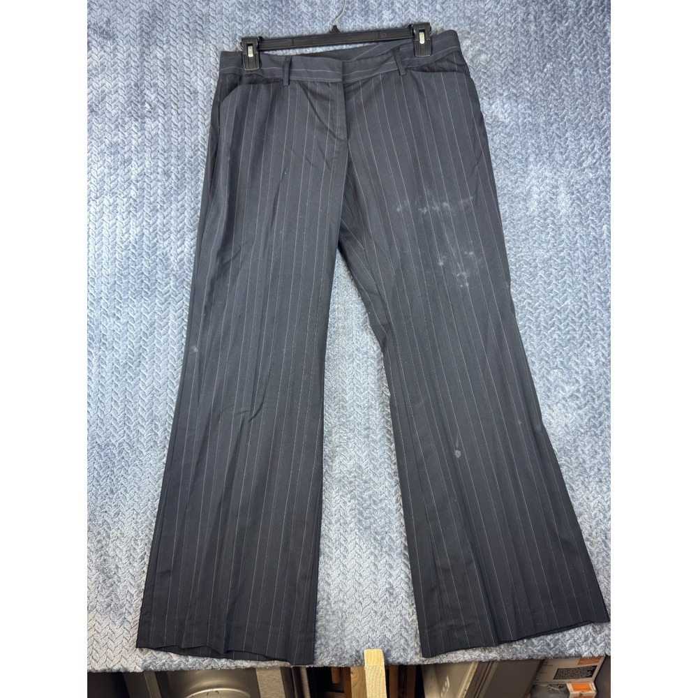 Folio New York Dress Pants Womens 12P Black Pinstripe Mid Rise Formal USA Made